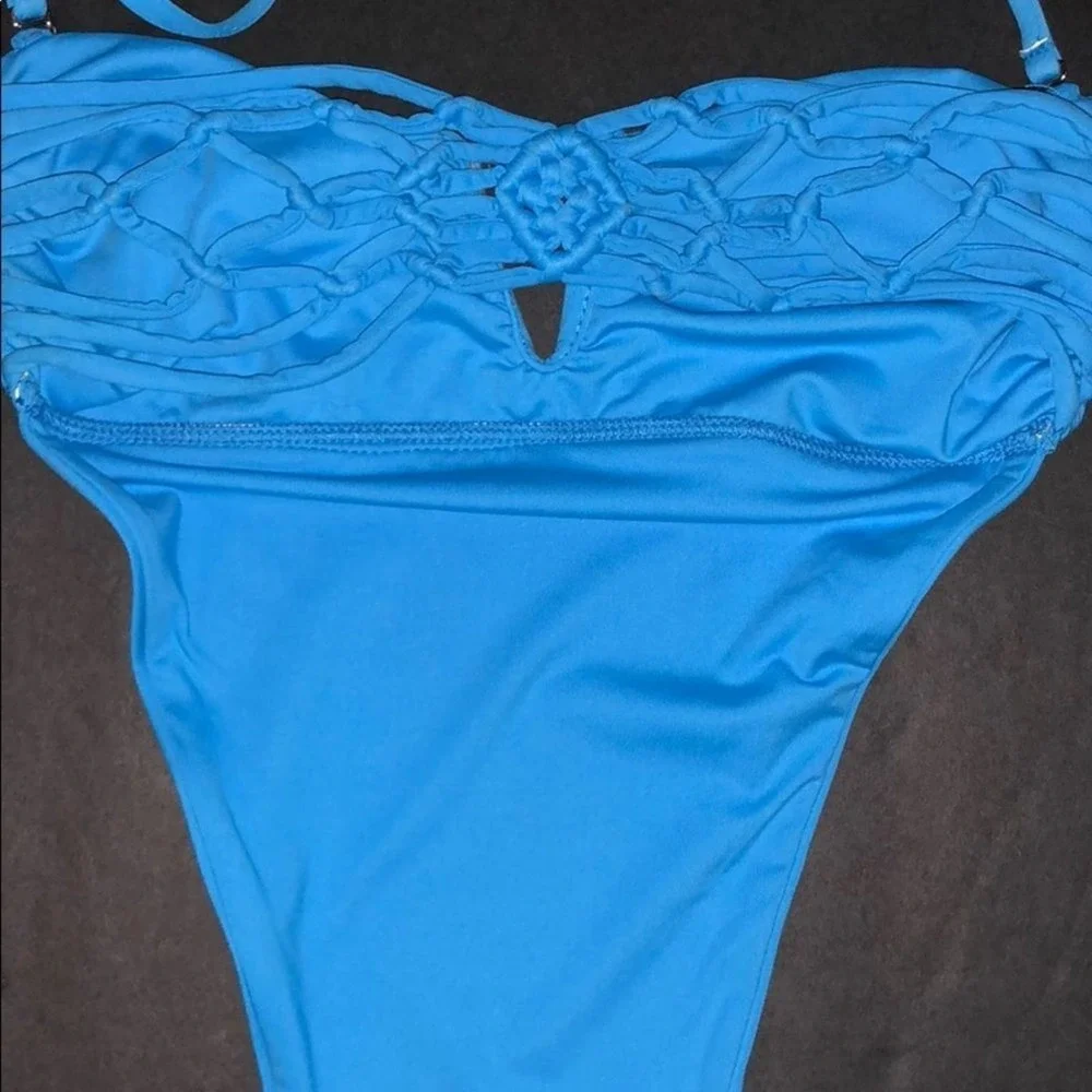 Frankie's Bikinis One Piece Blue‎ Bathing Suit